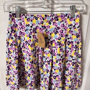 Lands' End Girls Skater Skirt - Purple, Yellow, Black Floral